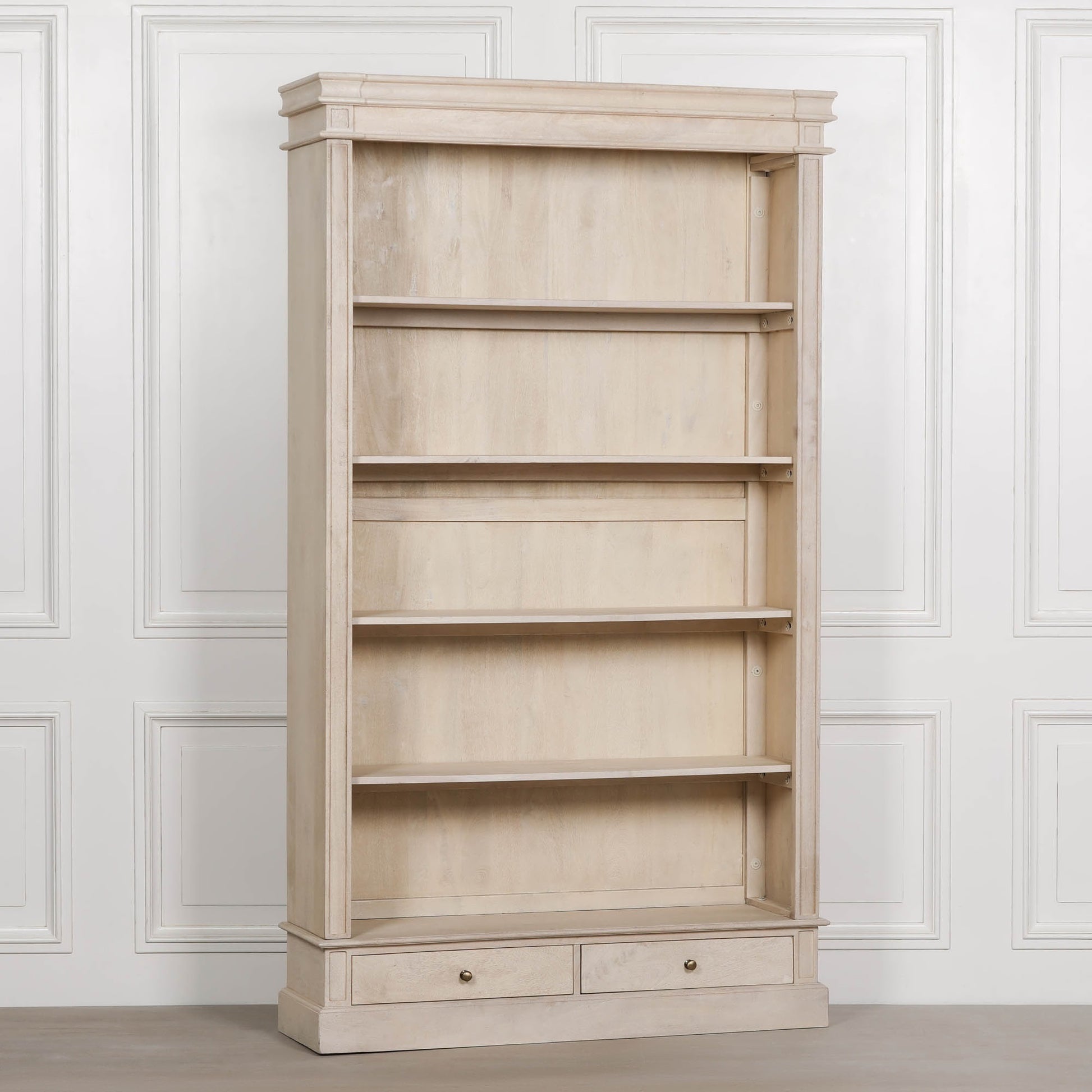 Blanche Wooden Rustic Single Open Bookcase with Drawers