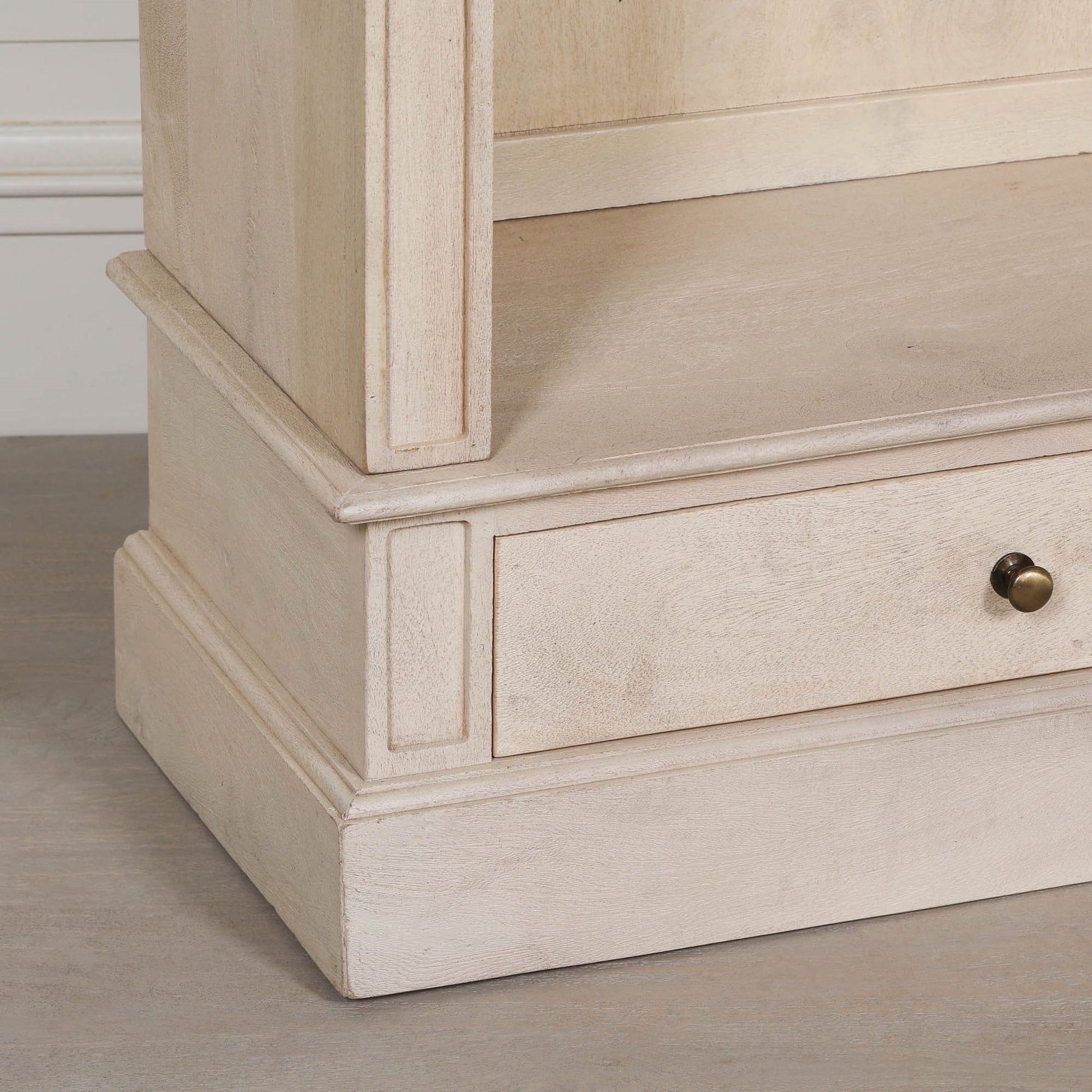 Blanche Wooden Rustic Single Open Bookcase with Drawers