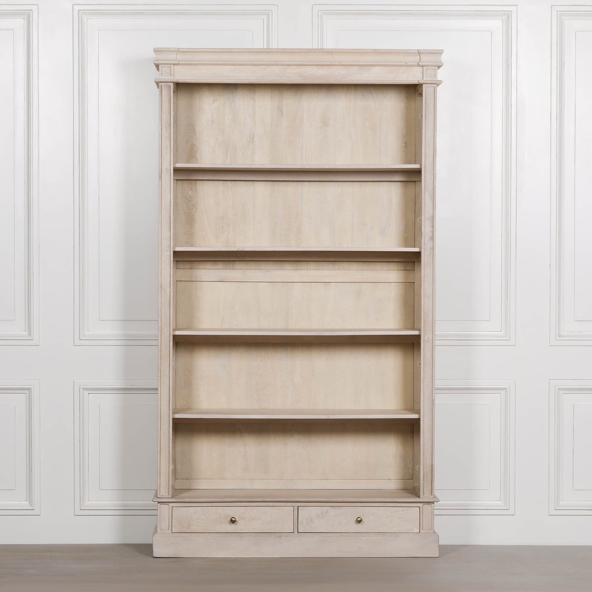 Blanche Wooden Rustic Single Open Bookcase with Drawers