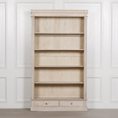 Blanche Wooden Rustic Single Open Bookcase with Drawers