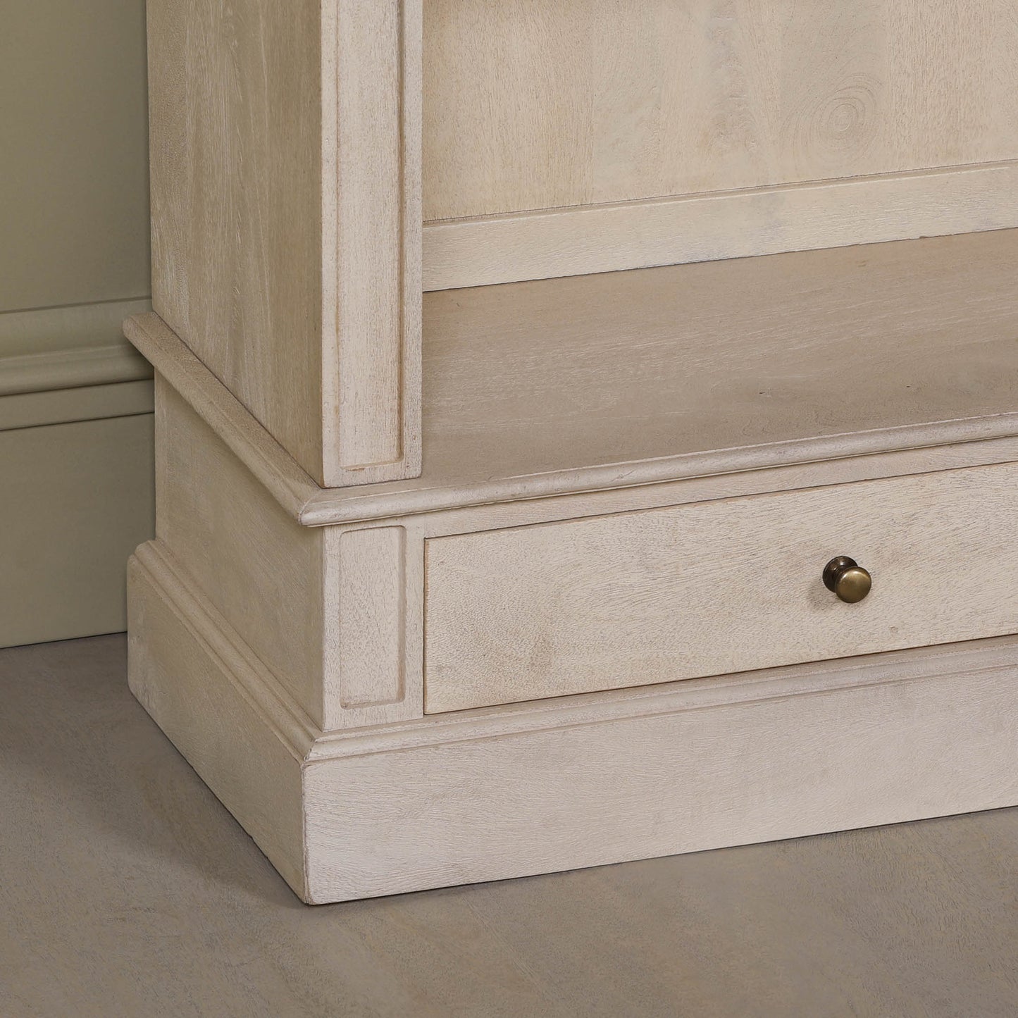Blanche Wooden Rustic Single Open Bookcase with Drawers