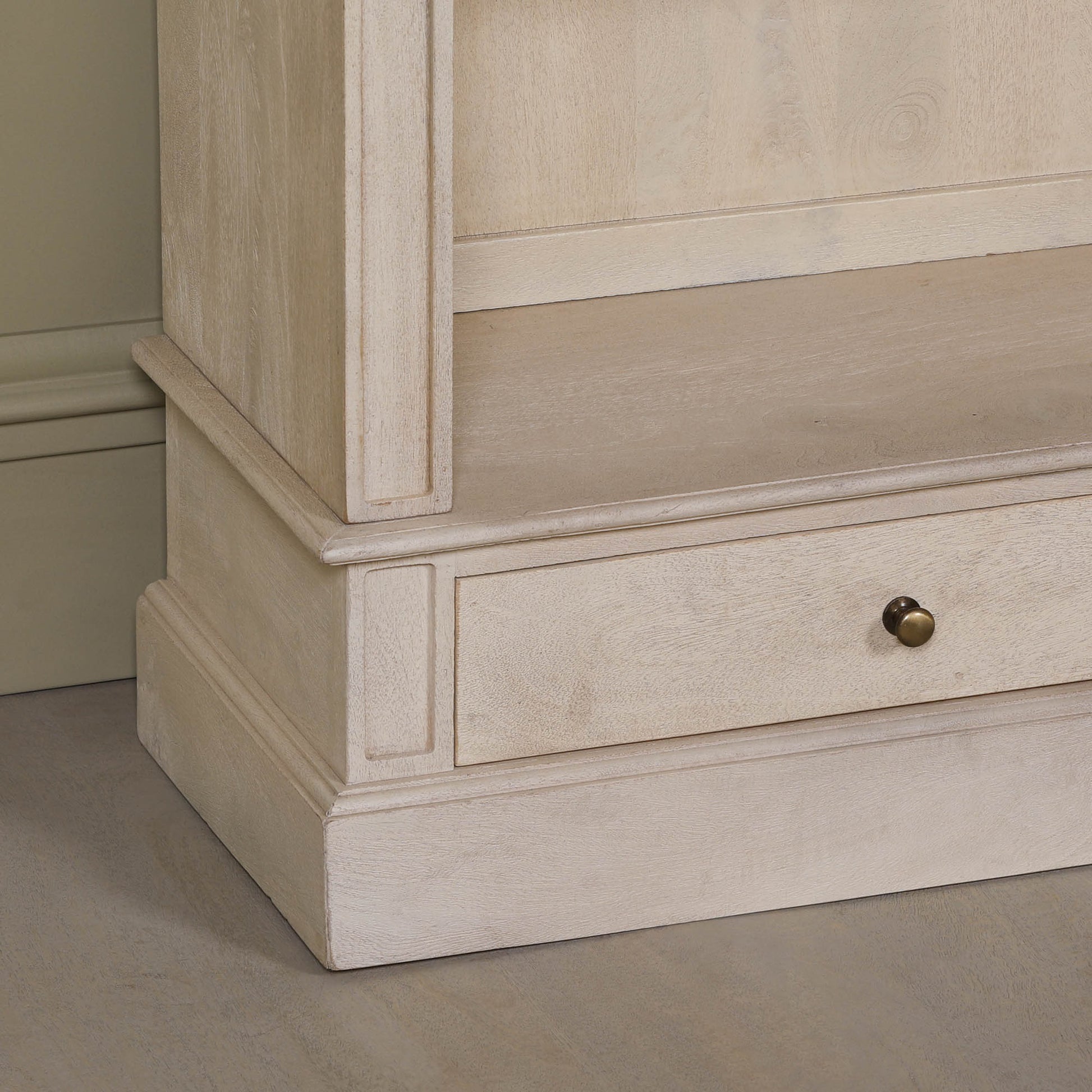 Blanche Wooden Rustic Single Open Bookcase with Drawers