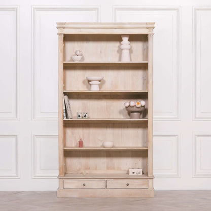 Blanche Wooden Rustic Single Open Bookcase with Drawers