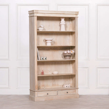 Blanche Wooden Rustic Single Open Bookcase with Drawers