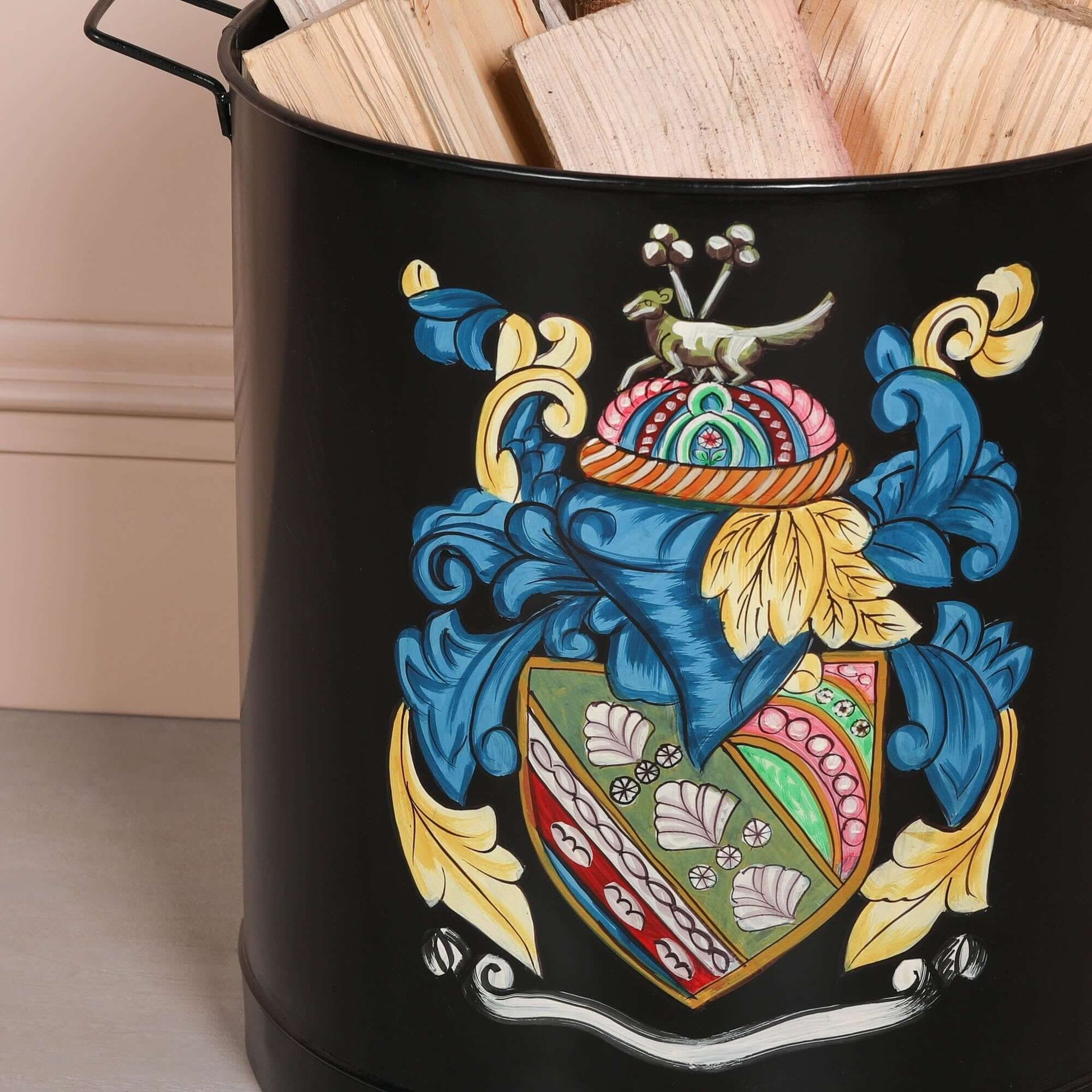 Black Painted Iron Heavy Duty Log Bucket