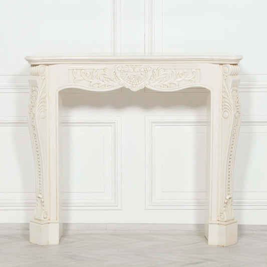 Aged Ivory Carved Fire Surround