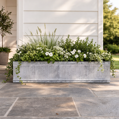 Large Metal Galvanised Vintage Window Box Planter