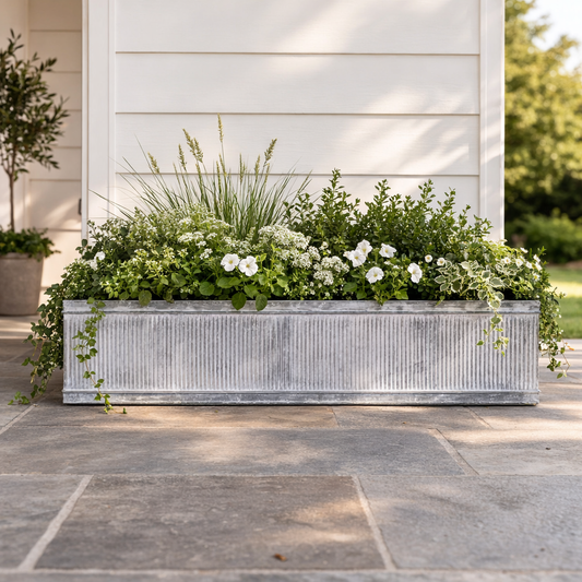 Large Metal Galvanised Vintage Window Box Planter