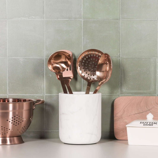 Natural White Marble Storage Utensil Holder
