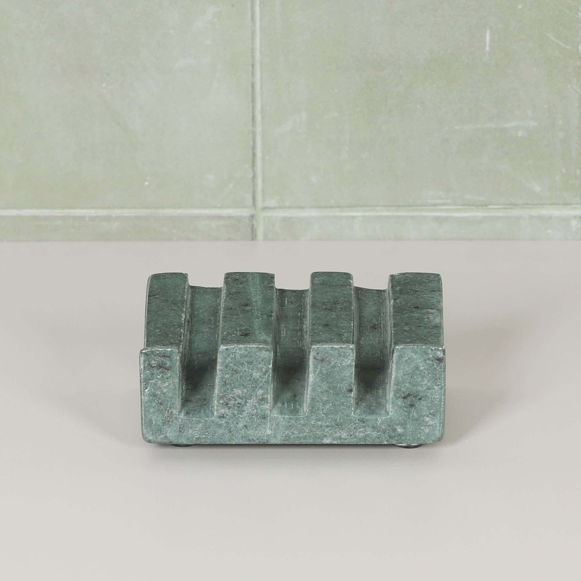 Green Marble Grooved Soap Holder