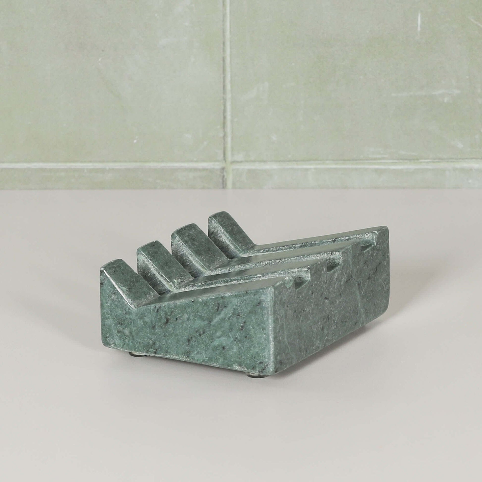 Green Marble Grooved Soap Holder