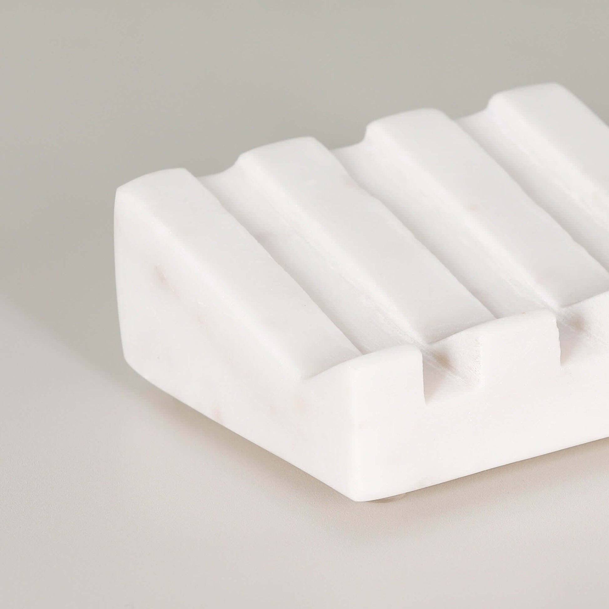 White Marble Grooved Soap Holder