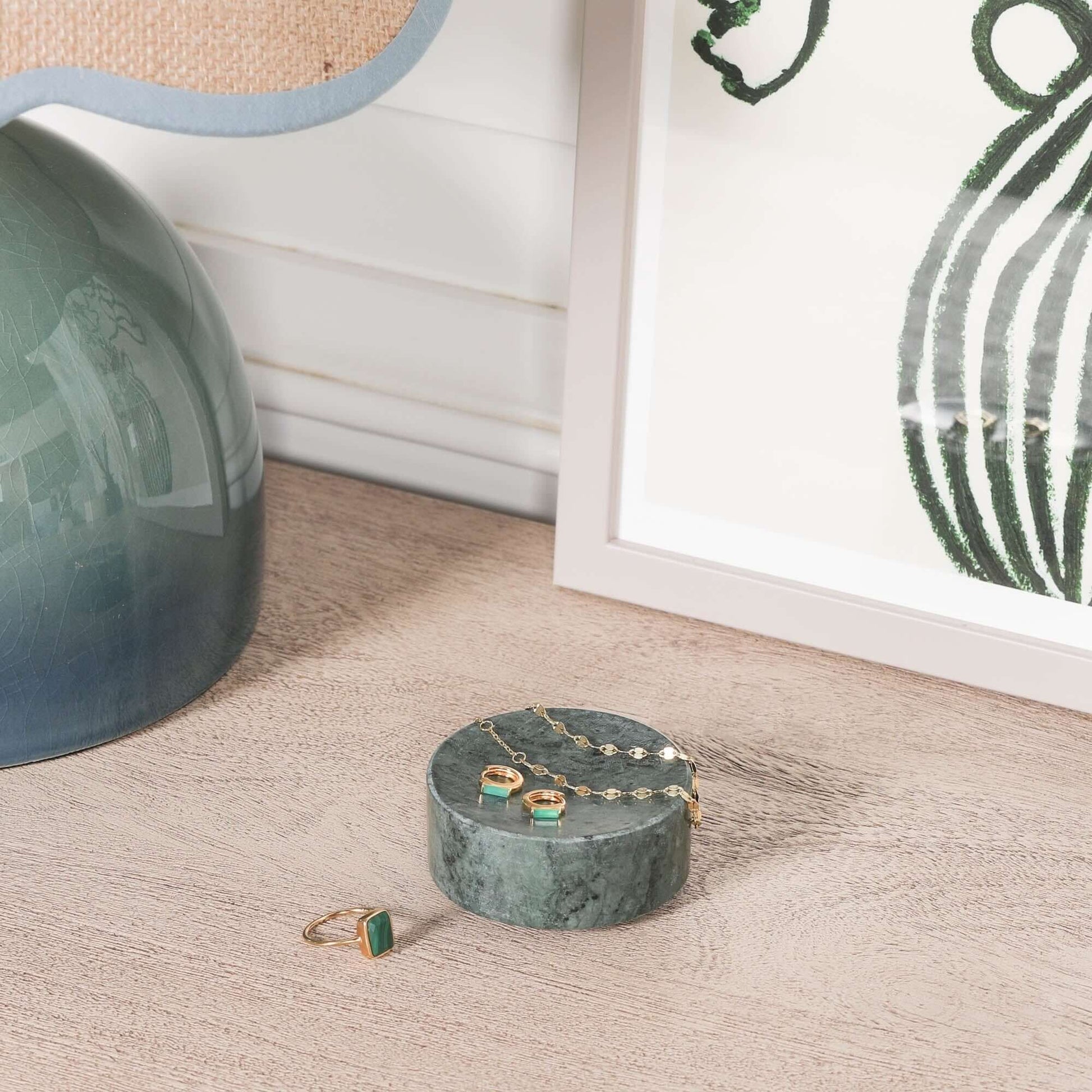 Natural Green Marble Jewellery Holder