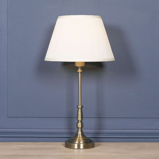 Classical Satin Brass Candlestick Metal Table Lamp with Shade