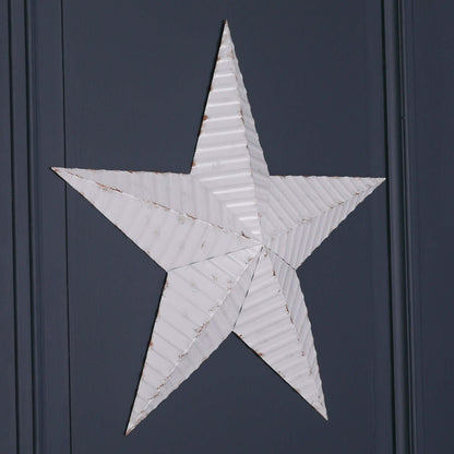 Large White Metal Wall Star Decoartive Distressed Style 74cm