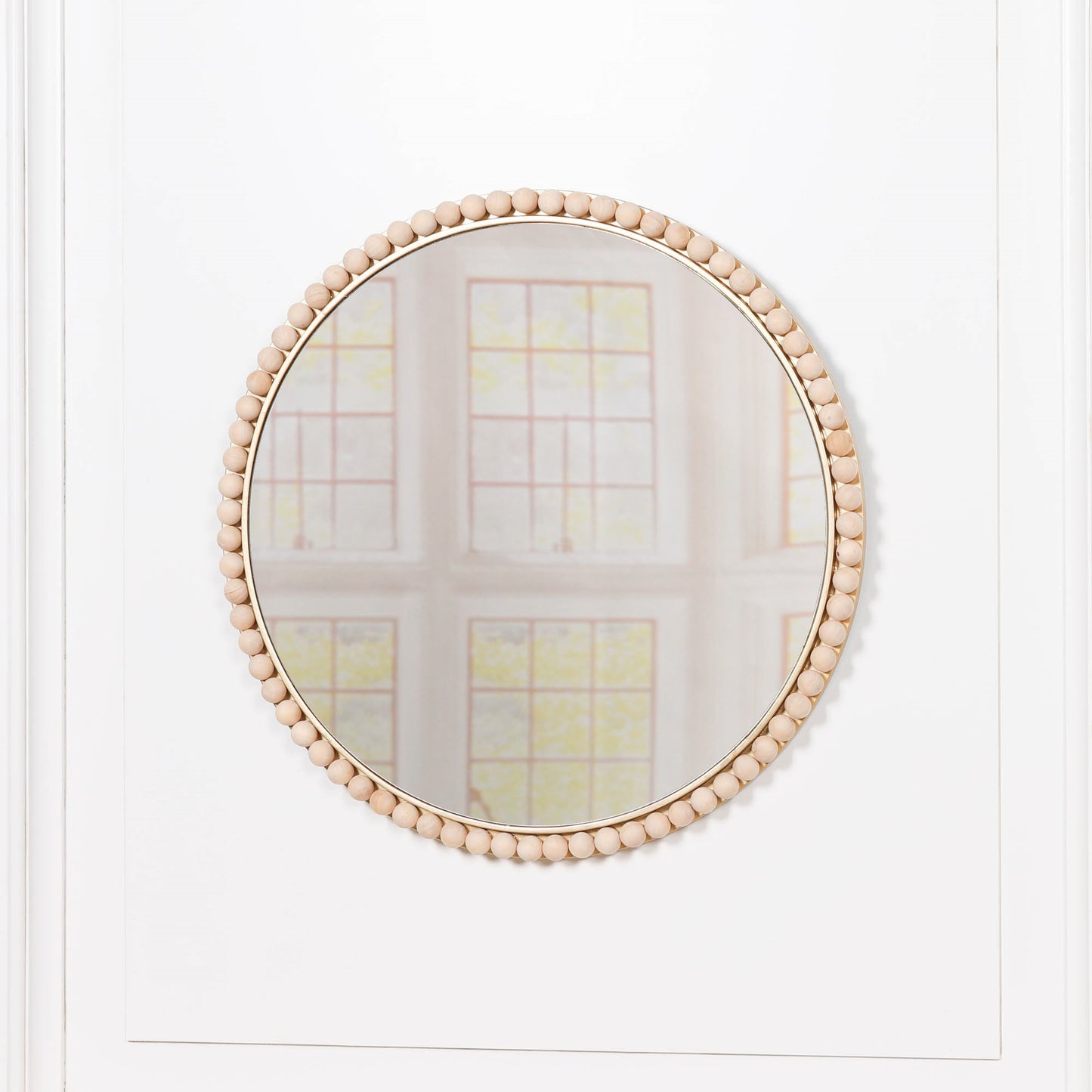 Wooden Bobble Round Wall Mirror