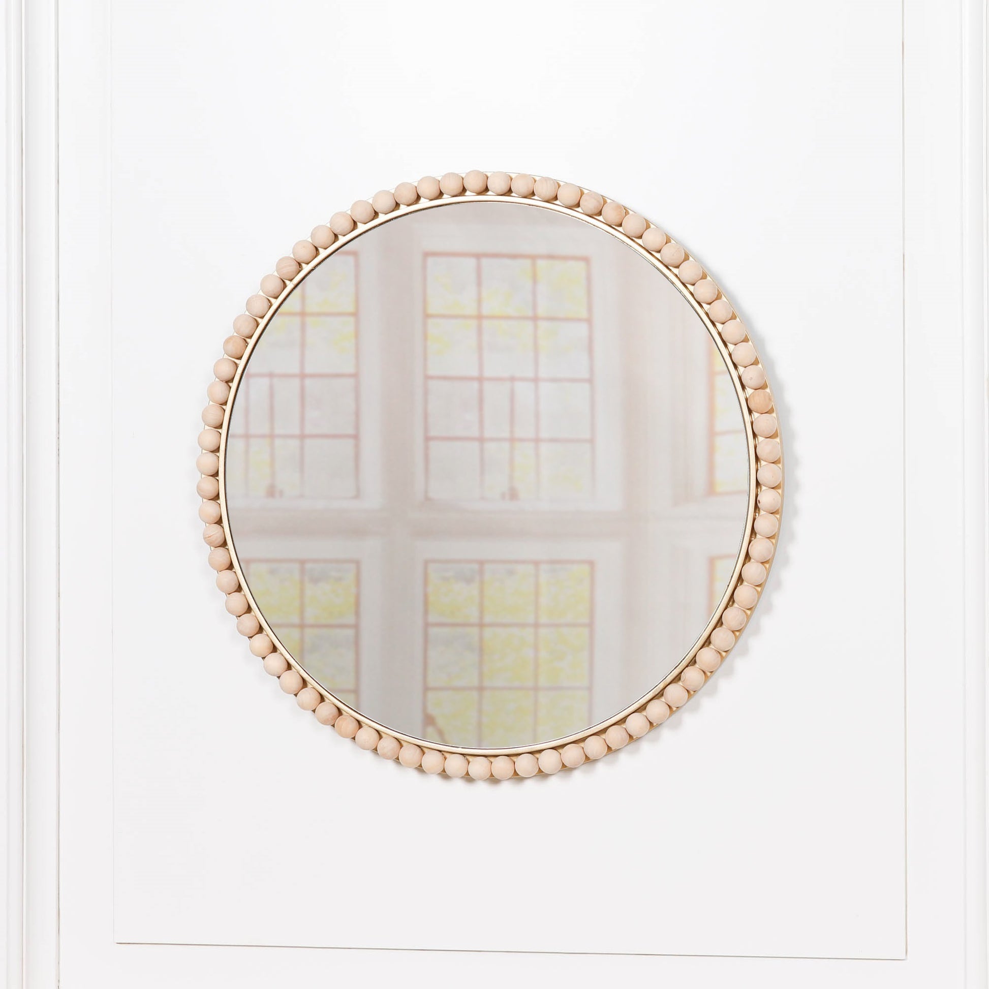 Wooden Bobble Round Wall Mirror