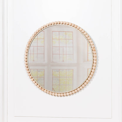 Wooden Bobble Round Wall Mirror