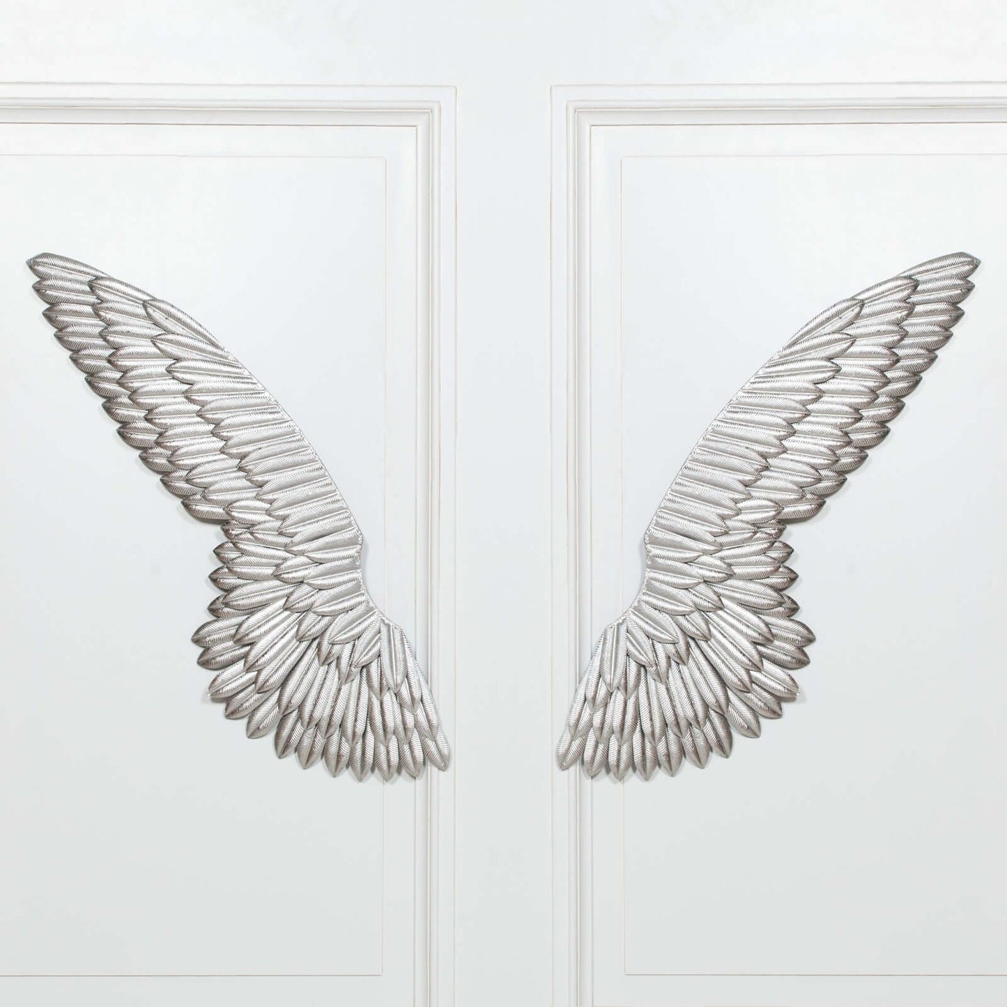 Large Metal Wall Silver Angel Wings