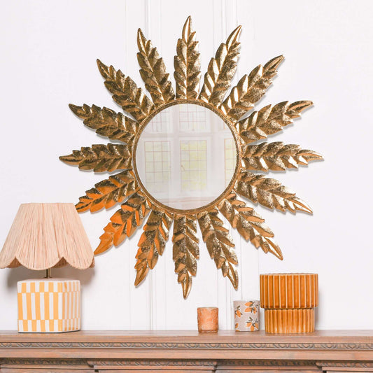 Round 76cm Flower Metal Wall Mirror