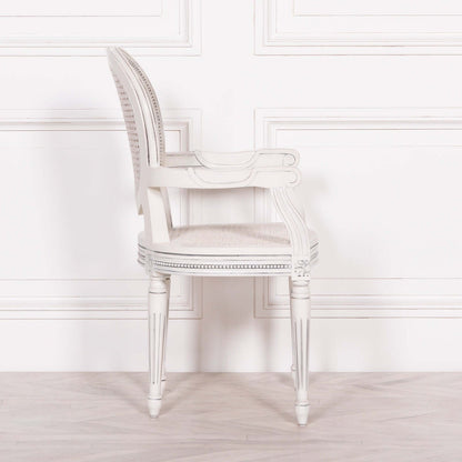 Off White Chateau Rattan Dining / Bedroom Arm Chair