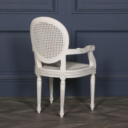 Off White Chateau Rattan Dining / Bedroom Arm Chair