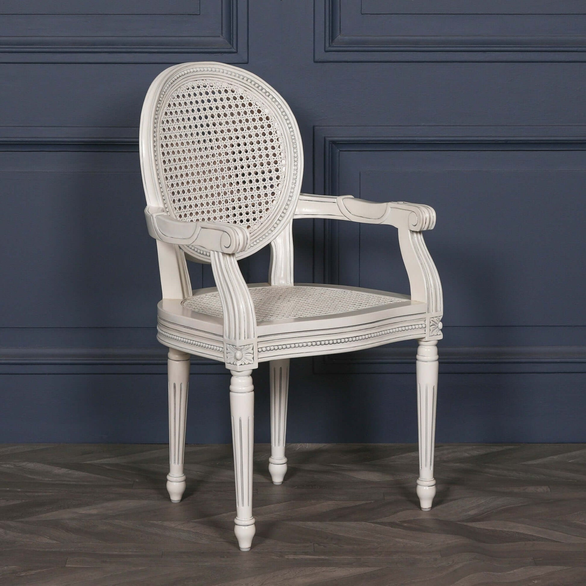 Off White Chateau Rattan Dining / Bedroom Arm Chair