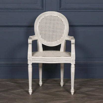 Off White Chateau Rattan Dining / Bedroom Arm Chair