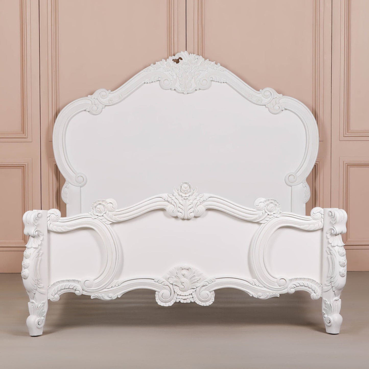 French Carved Rose Cherub King Size 5ft Bed