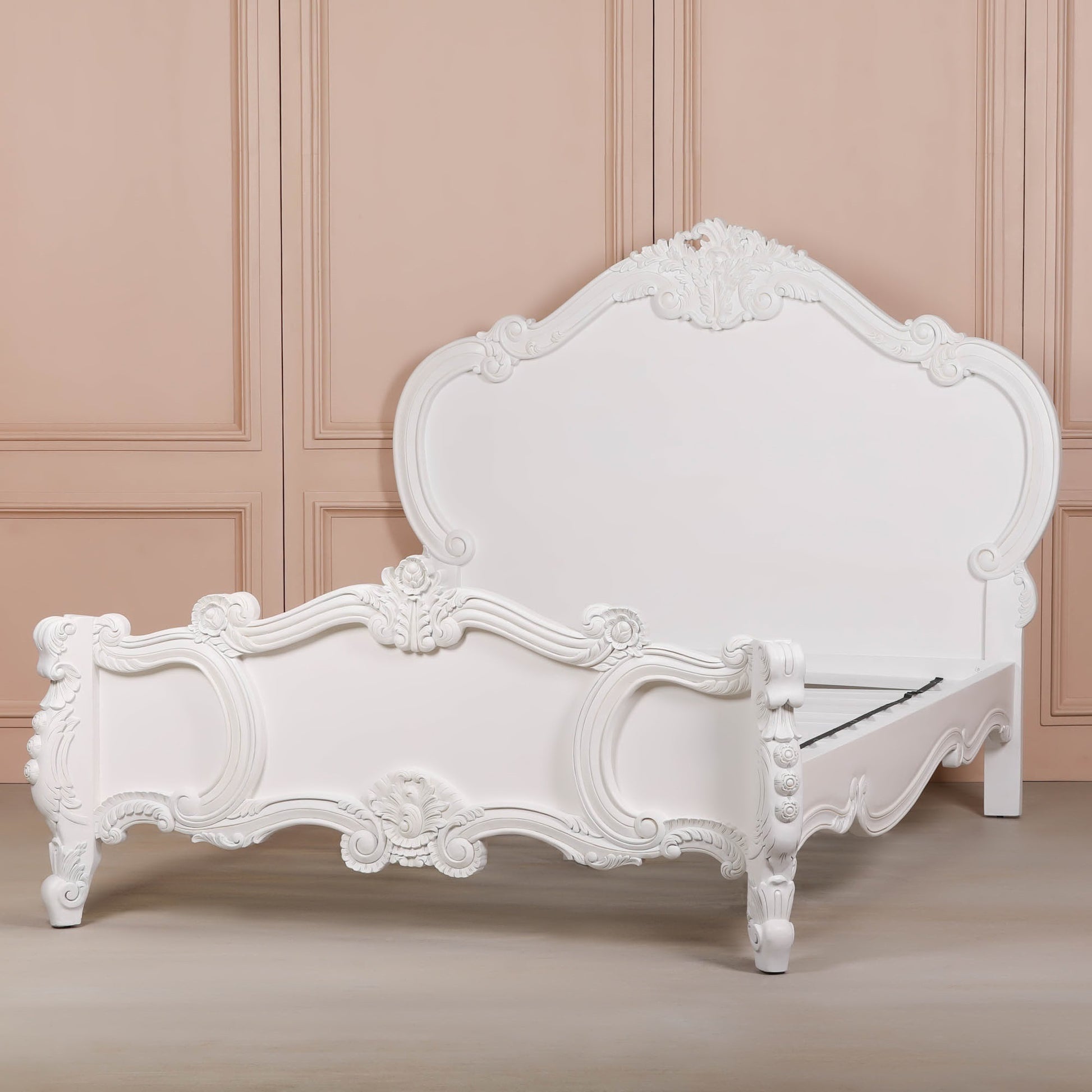 French Carved Rose Cherub King Size 5ft Bed