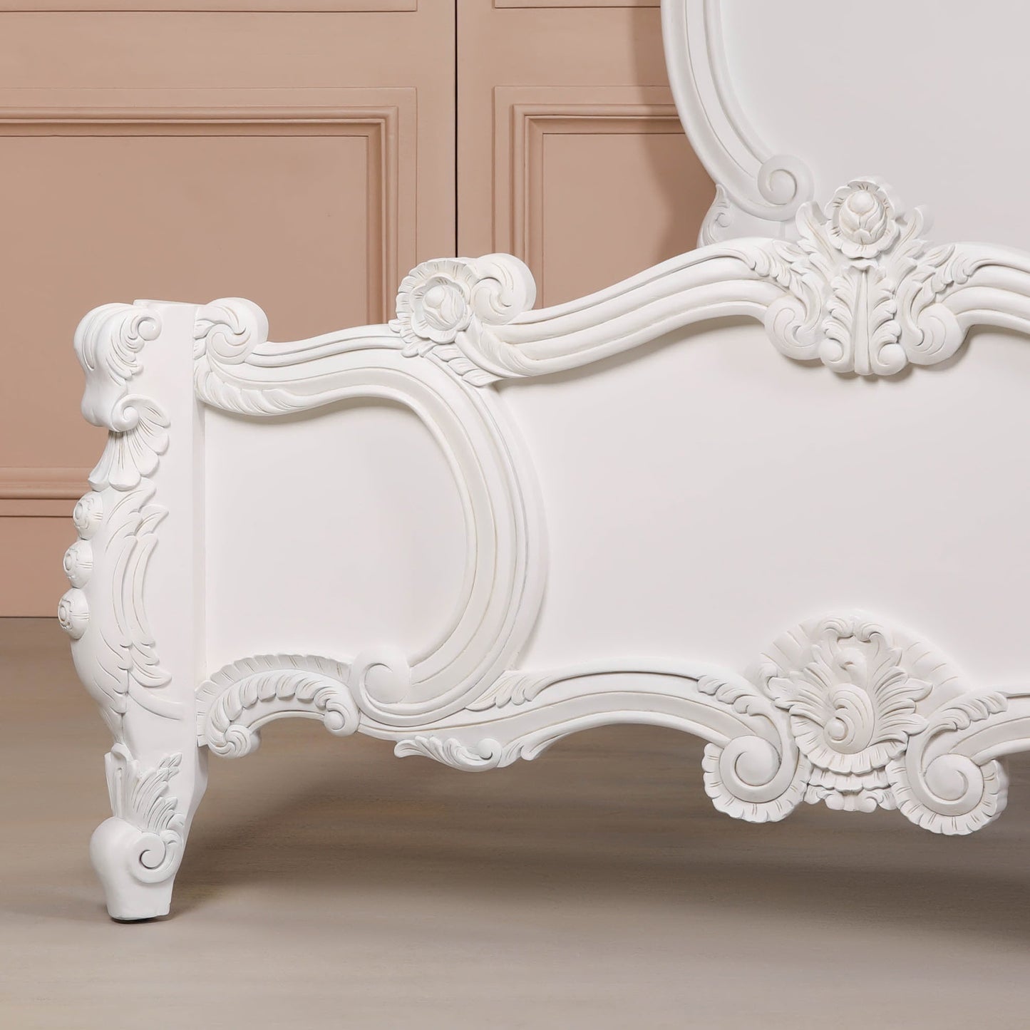 French Carved Rose Cherub King Size 5ft Bed