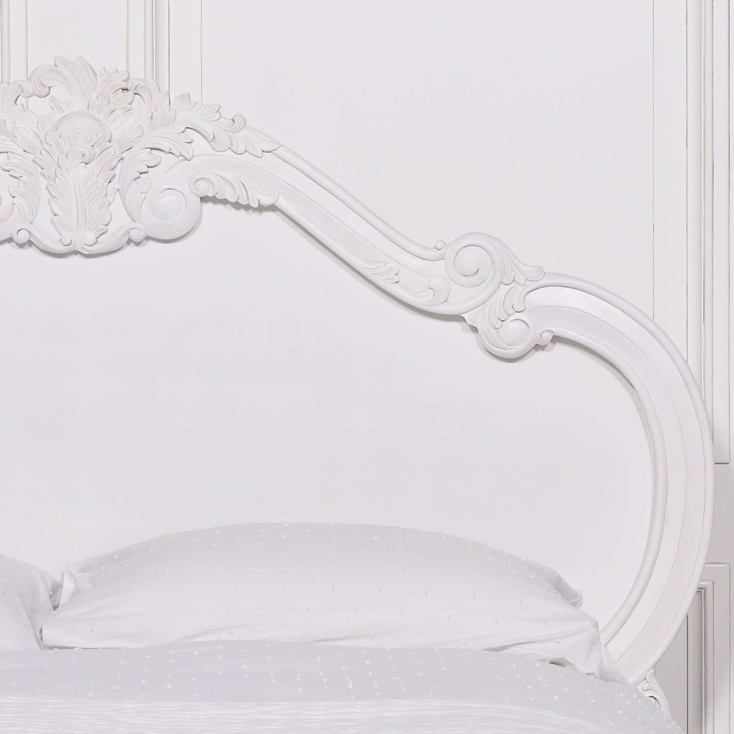 White Carved Rose Cherub King Size 5ft Bed French Chateau Style