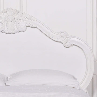 White Carved Rose Cherub King Size 5ft Bed French Chateau Style