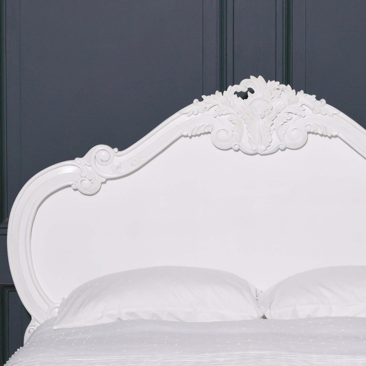 White Carved Rose Cherub King Size 5ft Bed French Chateau Style