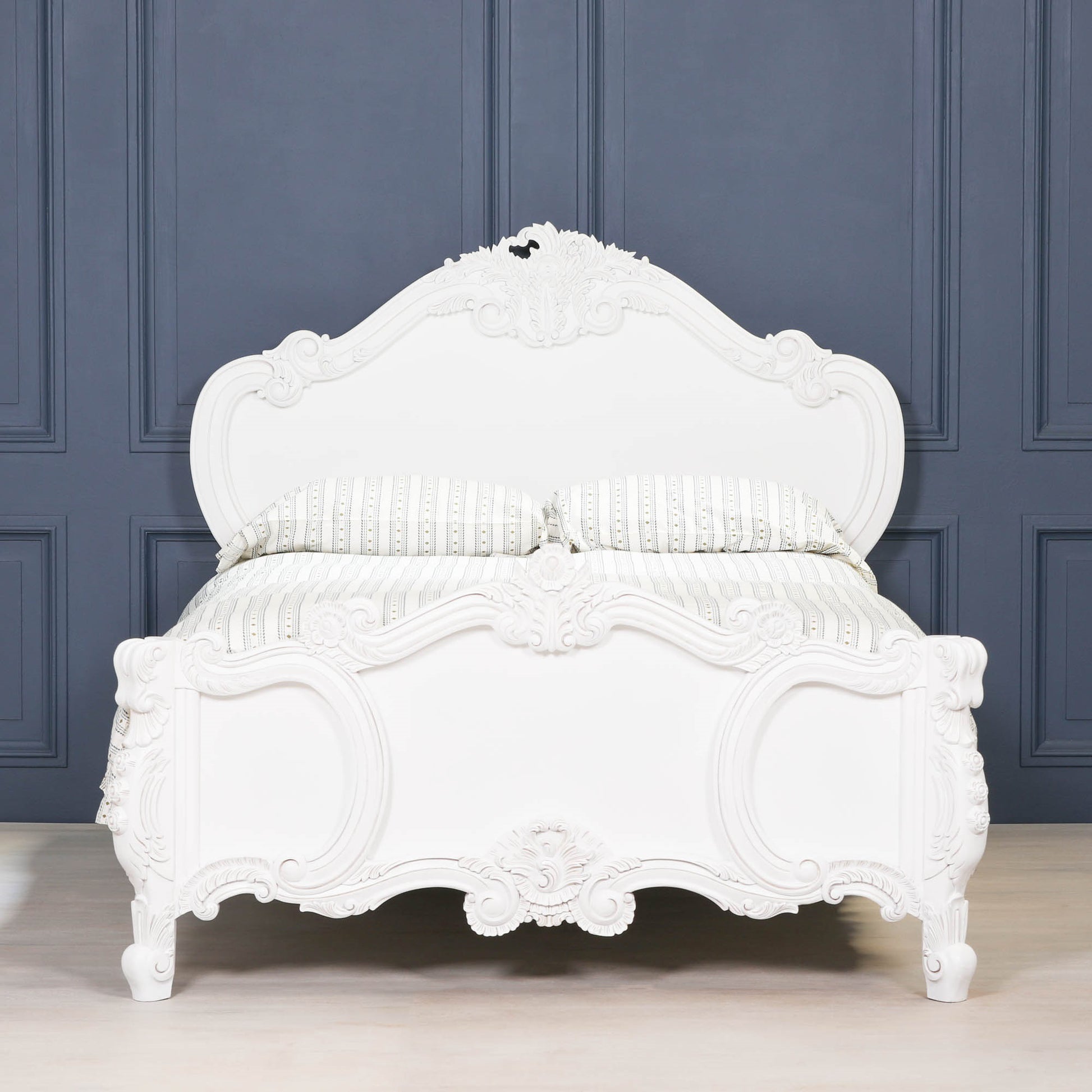 French Carved Rose Cherub King Size 5ft Bed