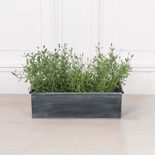 Roll Top Weathered Iron Style Metal Planter - 44cm