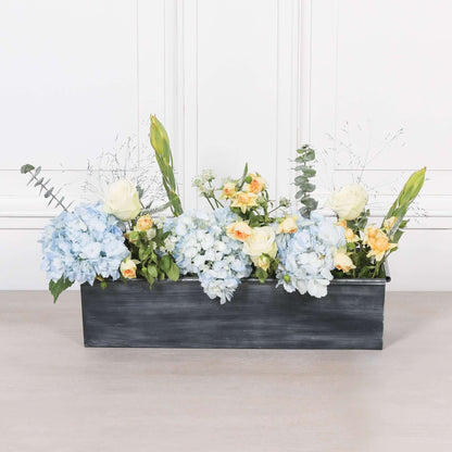Roll Top Weathered Iron Style Metal Planter - 54cm