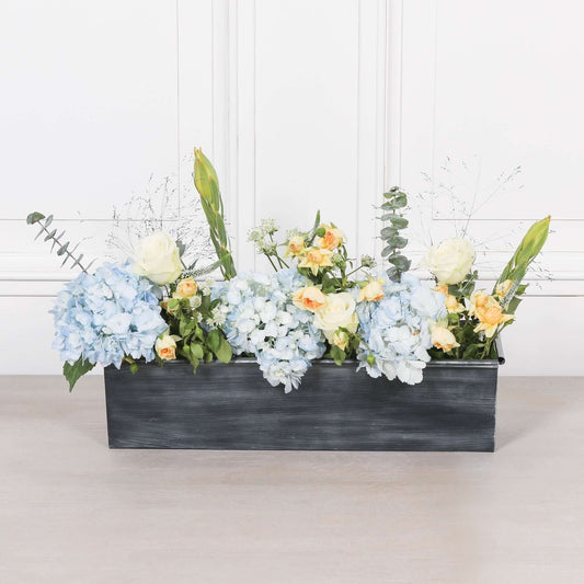 Roll Top Weathered Iron Style Metal Planter - 54cm