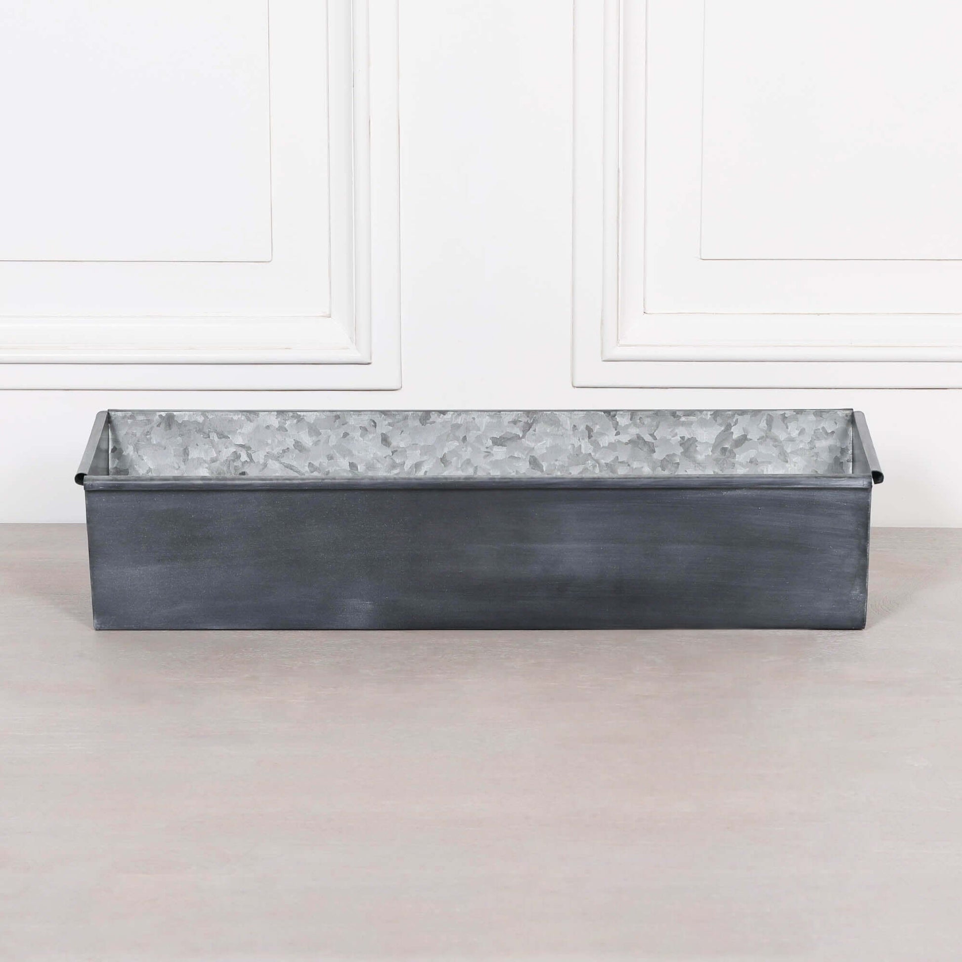 Roll Top Weathered Iron Style Metal Planter - 64cm