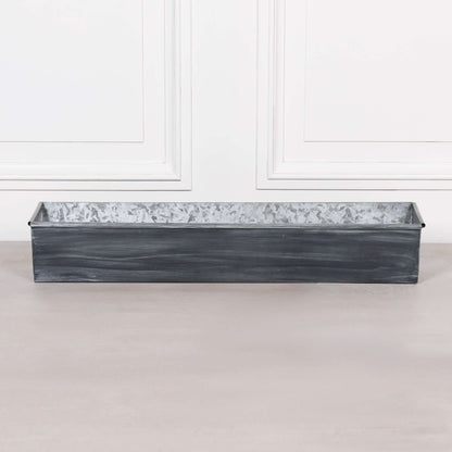 Roll Top Weathered Iron Style Metal Planter - 84cm