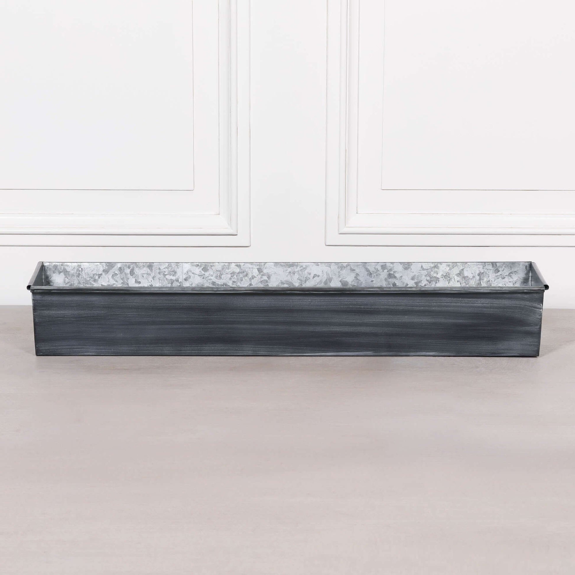 Roll Top Weathered Iron Style Metal Planter - 94cm
