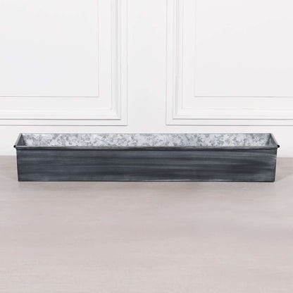 Roll Top Weathered Iron Style Metal Planter - 94cm