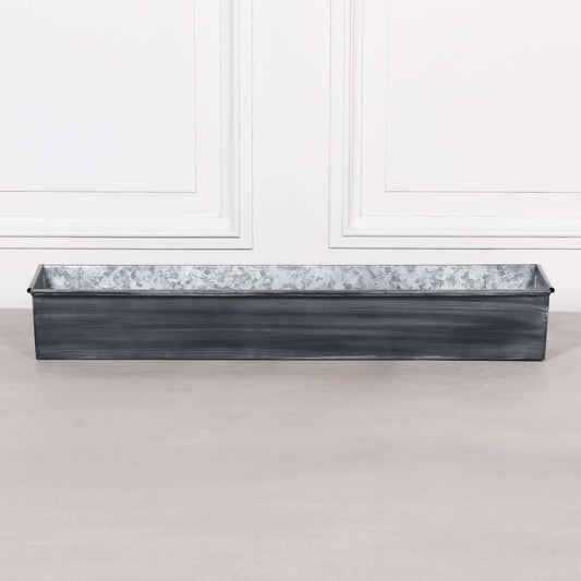 Roll Top Weathered Iron Style Metal Planter - 94cm