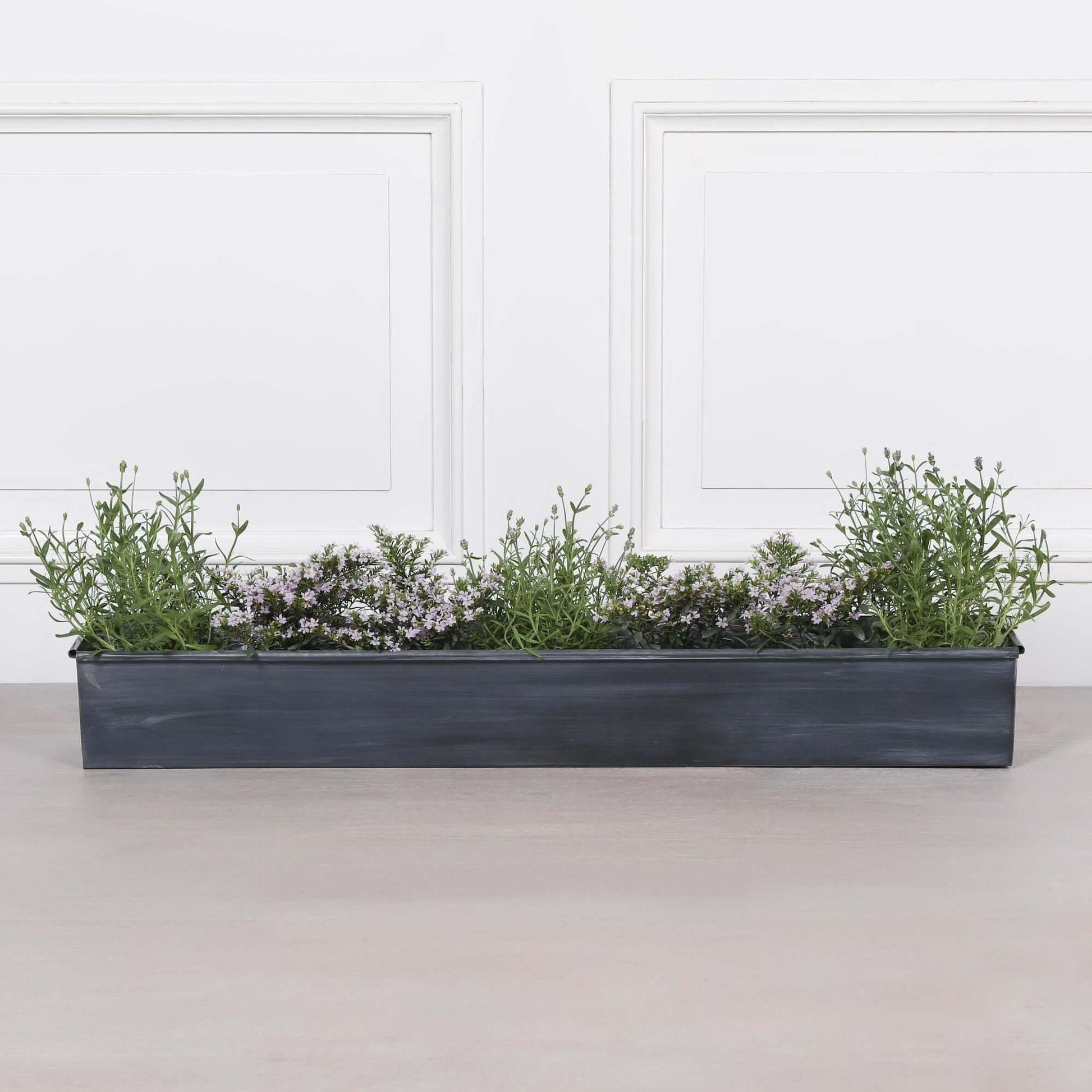 Roll Top Weathered Iron Style Metal Planter - 104cm