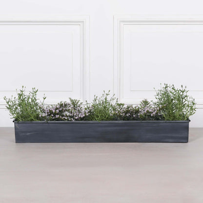 Roll Top Weathered Iron Style Metal Planter - 104cm