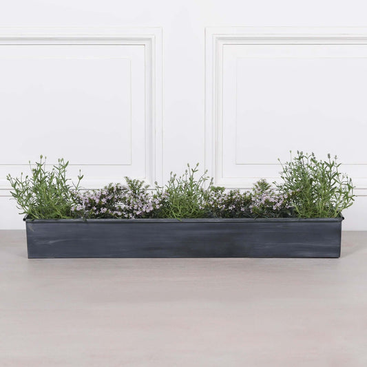 Roll Top Weathered Iron Style Metal Planter - 104cm
