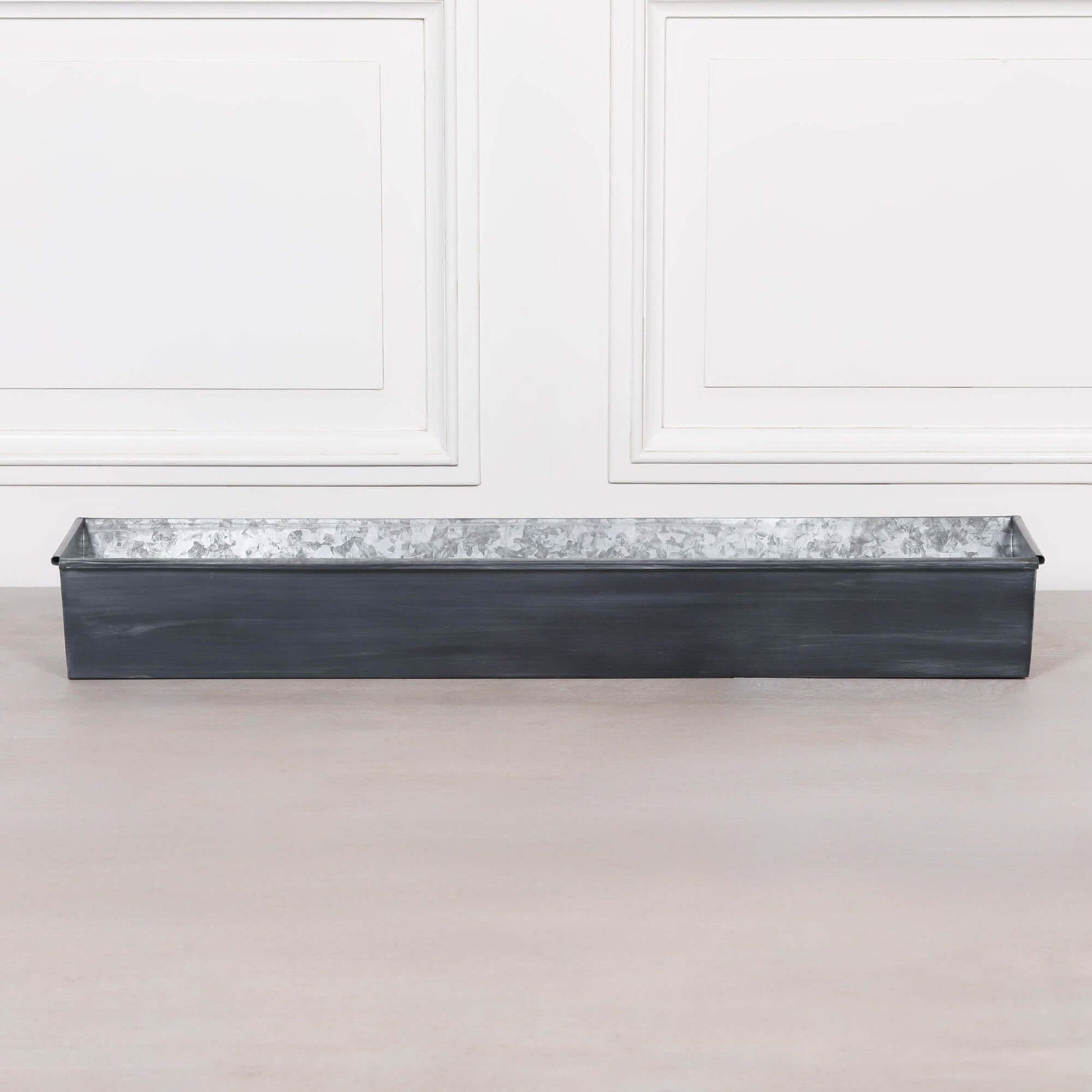 Roll Top Weathered Iron Style Metal Planter - 104cm