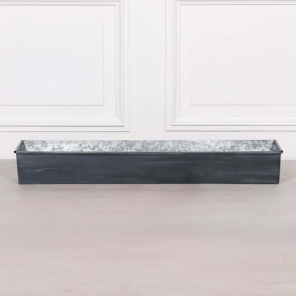 Roll Top Weathered Iron Style Metal Planter - 104cm