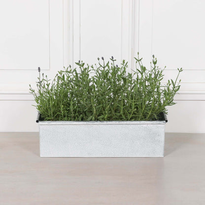 Roll Top White Wash Metal Planter - 44cm