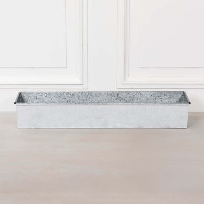 Roll Top White Wash Metal Planter - 84cm